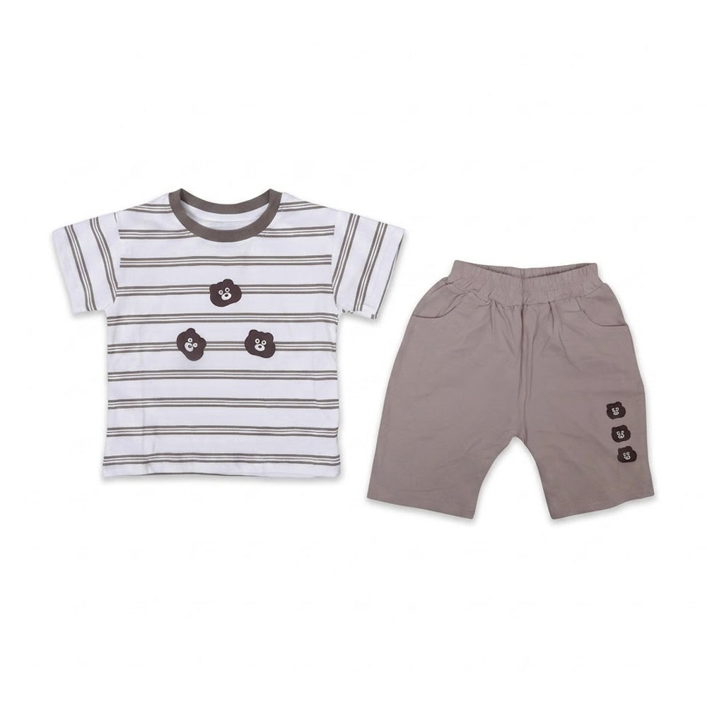 BOYS S/S 2PC KNICKER SUIT WHITE STRIP IR-26 12-18M 6811 Default Title - MamasJan KidsWear