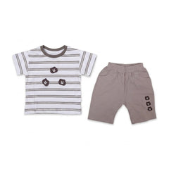 BOYS S/S 2PC KNICKER SUIT WHITE STRIP IR-26 12-18M 6811 Default Title - MamasJan KidsWear