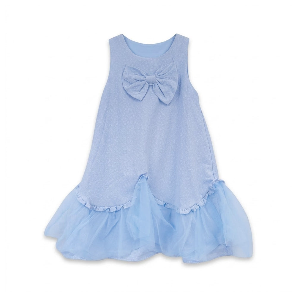GIRLS S/S FANCY FROCK SKY BLUE IR-26 6-7 YEAR 87232-1 Default Title - MamasJan KidsWear