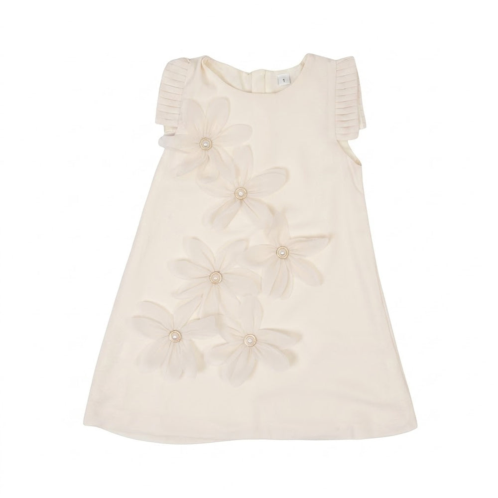 GIRLS S/S FANCY FROCK OFF WHITE IR-26 3-4 YEAR S-24317 Default Title - MamasJan KidsWear