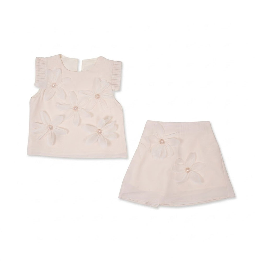 GIRLS S/S FANCY FROCK OFF WHITE IR-26 4-5 YEAR S-24305 Default Title - MamasJan KidsWear