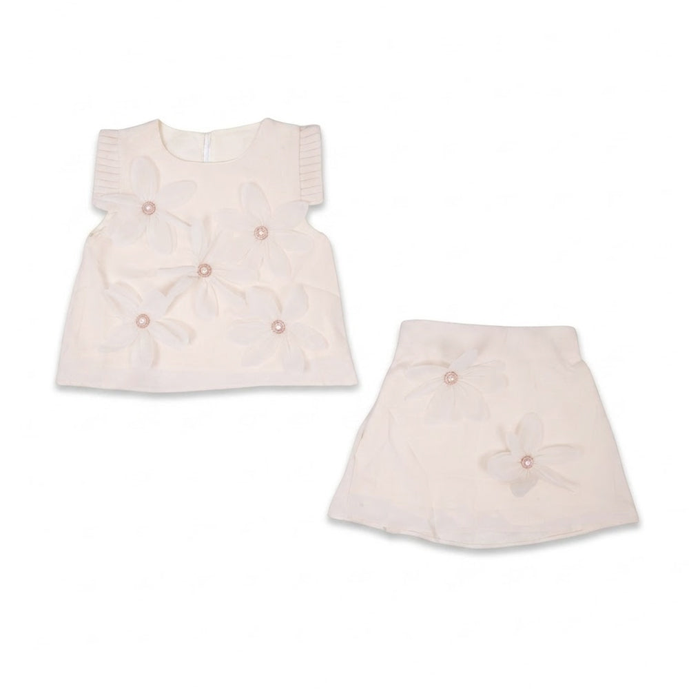 GIRLS S/S FANCY FROCK OFF WHITE IR-26 5-6 YEAR S-24305 Default Title - MamasJan KidsWear