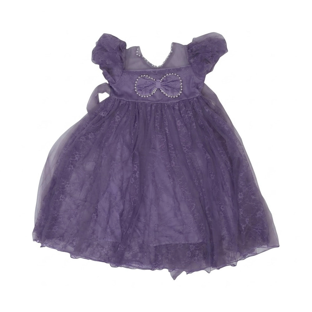 GIRLS S/S FANCY FROCK MUAVE IR-26 4-5 YEAR 32061 Default Title - MamasJan KidsWear