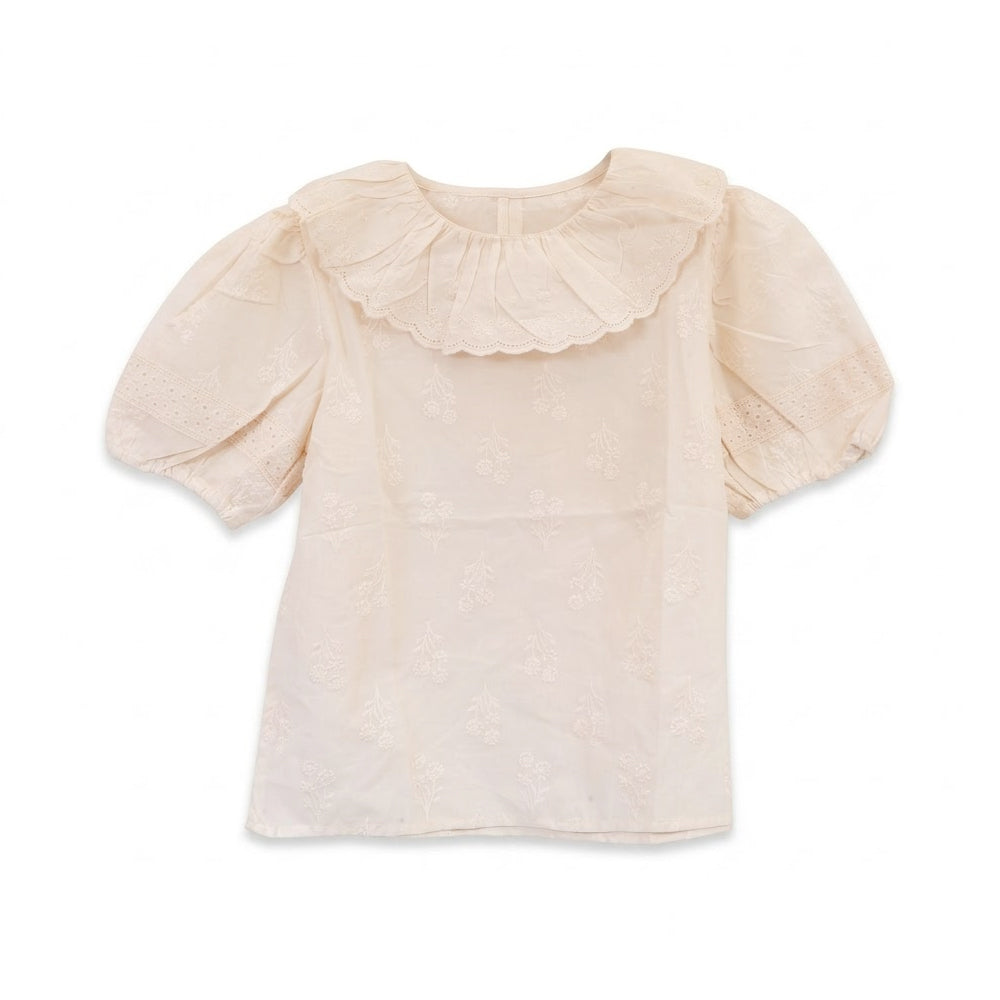 GIRLS S/S COTTON CHICKEN BLOUSE OFF WHITE IR-26 7-8 YEAR 663 Default Title - MamasJan KidsWear
