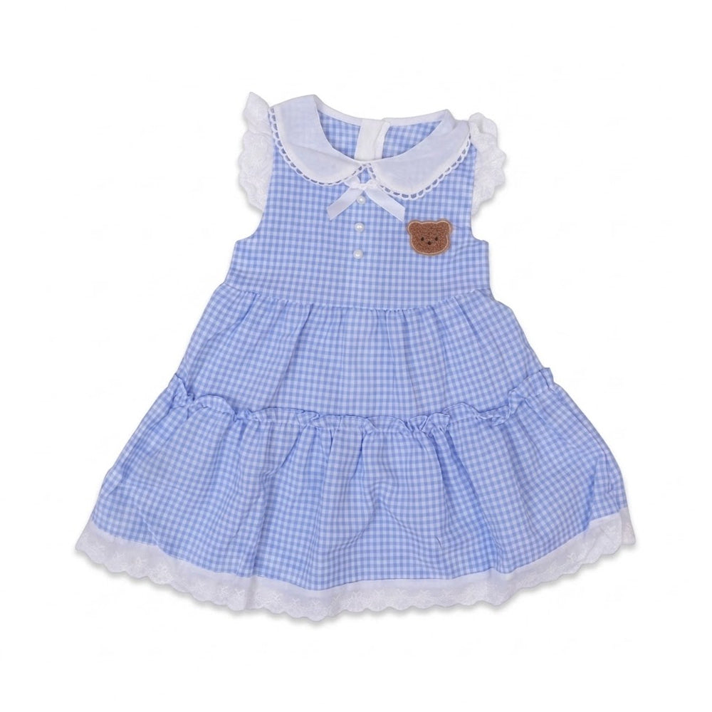GIRLS S/L COTTON FROCK BLUECHECK IR-26 4-5 YEAR 32152 Default Title - MamasJan KidsWear