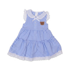 GIRLS S/L COTTON FROCK BLUECHECK IR-26 4-5 YEAR 32152 Default Title - MamasJan KidsWear