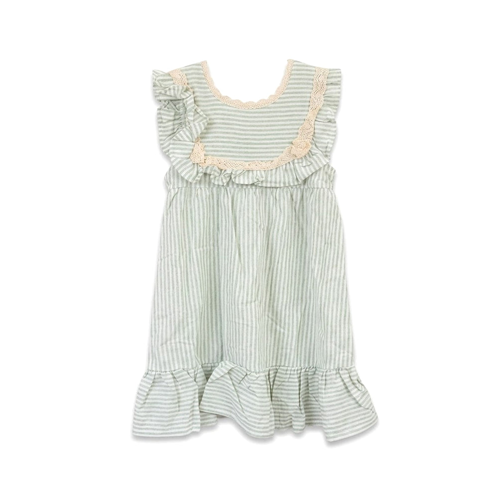 GIRLS CAP/SLV COTTON FROCK L GREEN IR-26 4-5 YEAR 32030 Default Title - MamasJan KidsWear