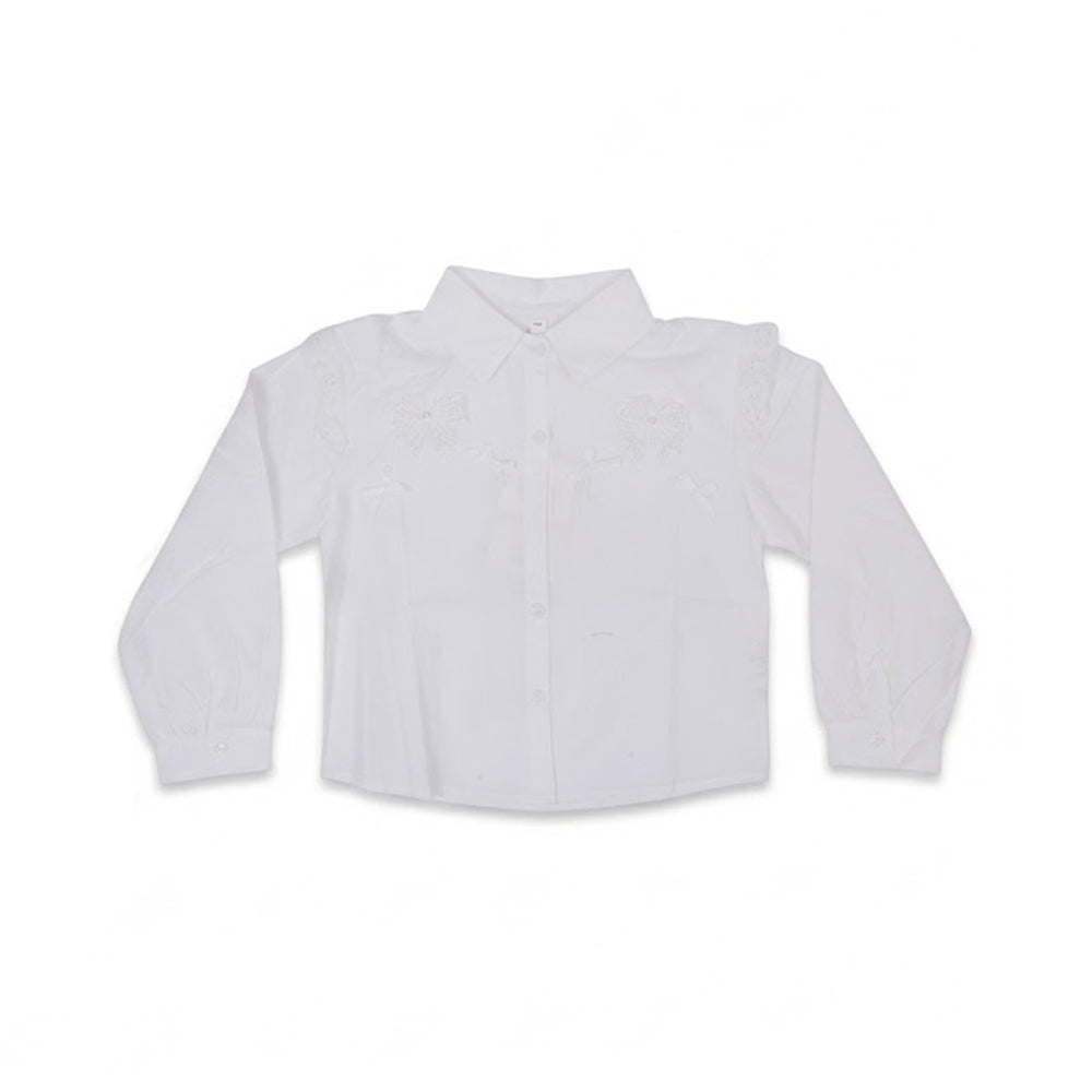 GIRLS L/S COTTON CHICKEN BLOUSE WHITE IR-26 6-7 YEAR 2341 Default Title - MamasJan KidsWear