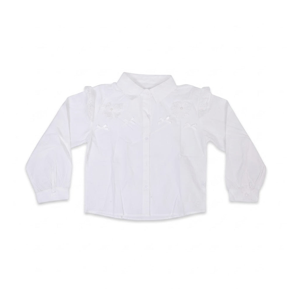 GIRLS L/S COTTON CHICKEN BLOUSE WHITE IR-26 7-8 YEAR 2341 Default Title - MamasJan KidsWear