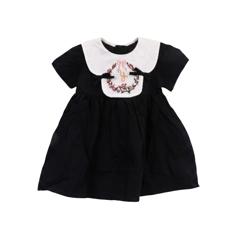 GIRLS S/S COTTON FROCK BLACK/WHITE IR-26 2-3 YEAR 32050 Default Title - MamasJan KidsWear