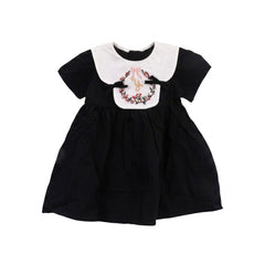 GIRLS S/S COTTON FROCK BLACK/WHITE IR-26 2-3 YEAR 32050 Default Title - MamasJan KidsWear