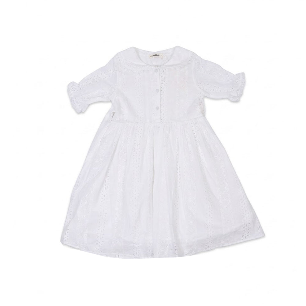 GIRLS S/S COTTON CHICKEN FROCK WHITE IR-26 5-6 YEAR PH031 Default Title - MamasJan KidsWear