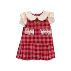 GIRLS S/S COTTON FROCK RED CHECK IR-26 2-3 YEAR 32579 Default Title - MamasJan KidsWear