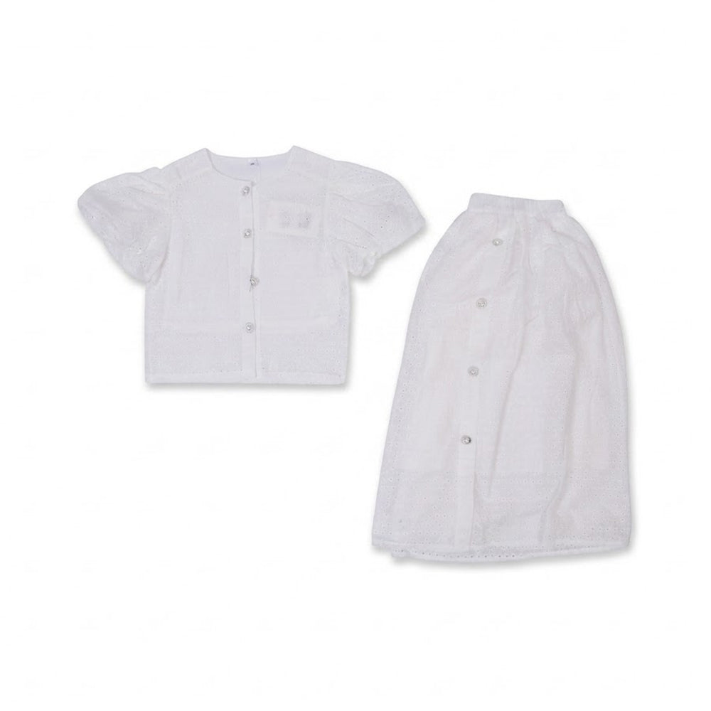 GIRLS CAP /SLV 2PC SKIRT SUIT WHITE IR-26 9-10 YEAR 96160 Default Title - MamasJan KidsWear