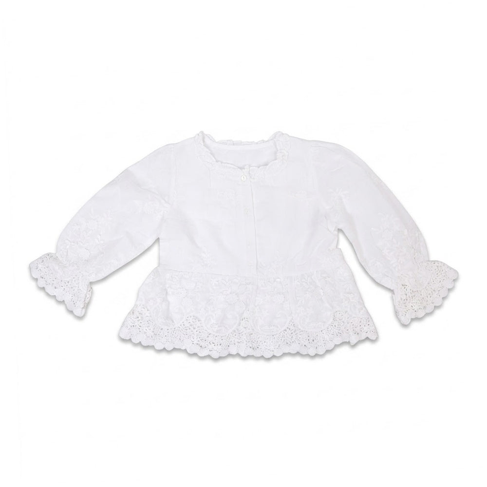 GIRLS L/S COTTON CHICKEN BLOUSE OFF WHITE IR-26 4-5 YEAR 291 Default Title - MamasJan KidsWear