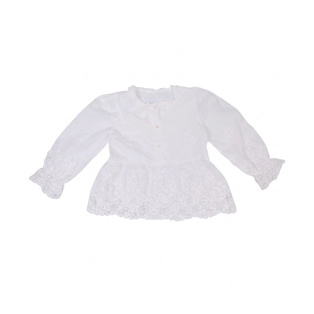 GIRLS L/S COTTON CHICKEN BLOUSE OFF WHITE IR-26 8-9 YEAR 291 Default Title - MamasJan KidsWear
