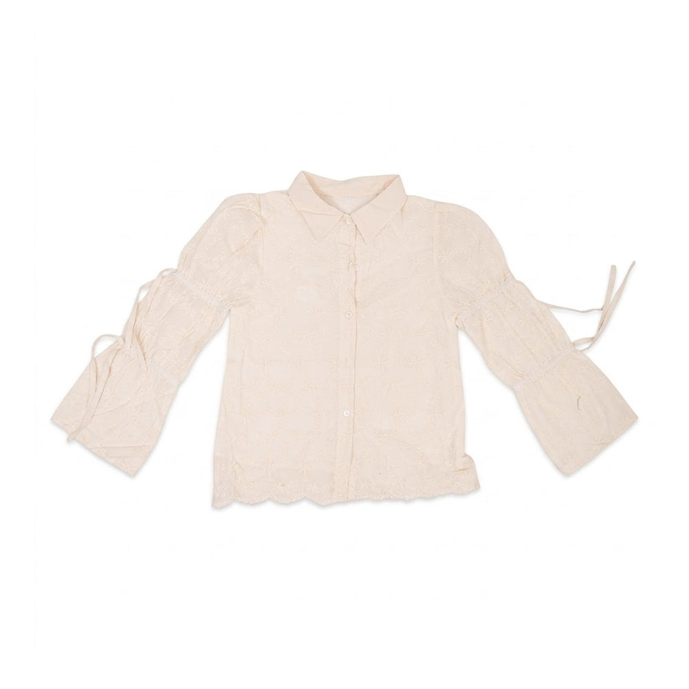 GIRLS L/S COTTON EMB BLOUSE WHITE IR-26 7-8 YEAR 29889 Default Title - MamasJan KidsWear