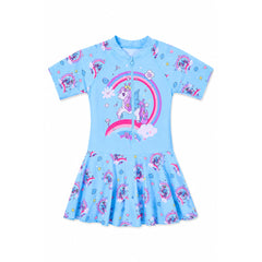 GIRLS S/S 2PC SWIMMING COSTUME FROCK STYLE IRS-26 4-5 YEAR 1 Default Title - MamasJan KidsWear