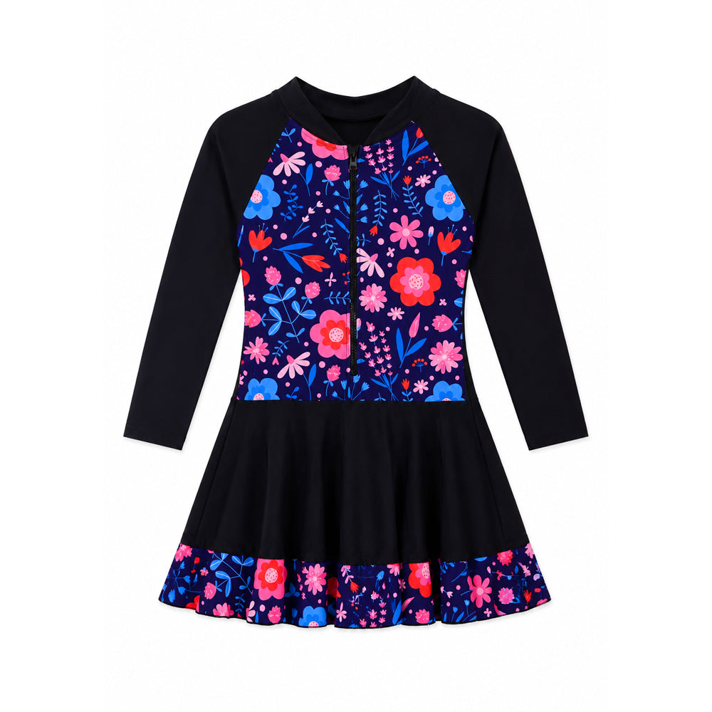 LADIES L/S SWIMMING COSTUME ADULTS FROCK STYLE IRS-26 M 12 Default Title - MamasJan KidsWear