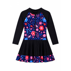 LADIES L/S SWIMMING COSTUME ADULTS FROCK STYLE IRS-26 M 12 Default Title - MamasJan KidsWear