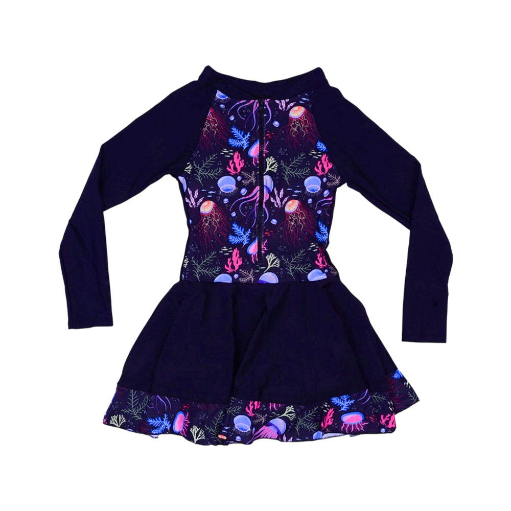 LADIES L/S SWIMMING COSTUME ADULTS FROCK STYLE IRS-26 L 12 Default Title - MamasJan KidsWear