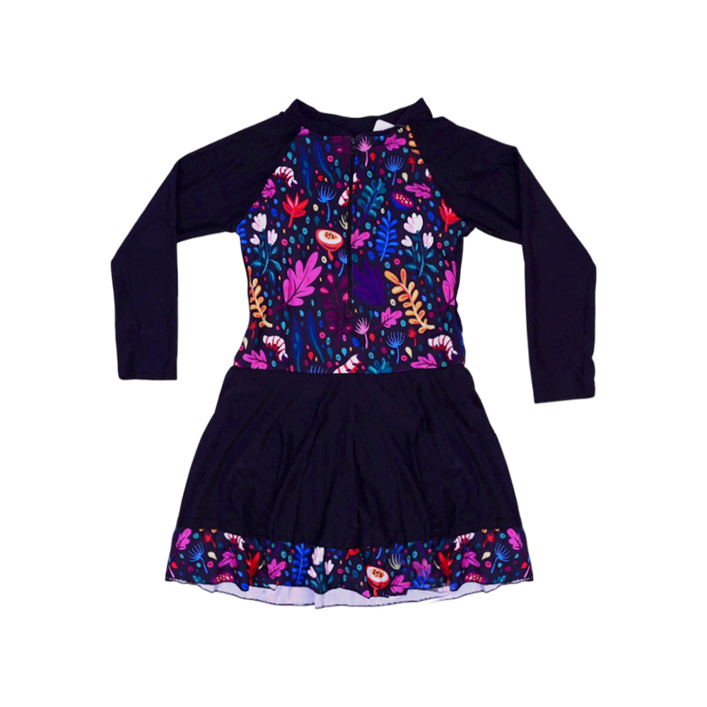 LADIES L/S SWIMMING COSTUME ADULTS FROCK STYLE IRS-26 6XL 12 Default Title - MamasJan KidsWear