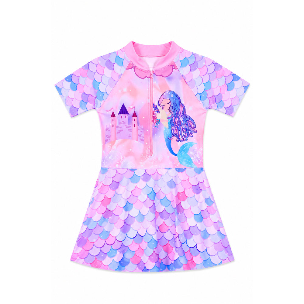 GIRLS S/S 2PC SWIMMING COSTUME FROCK STYLE IRS-26 6-7 YEAR 0 Default Title - MamasJan KidsWear