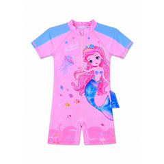 GIRLS S/S 2PC SWIMMING COSTUME ROMPER STYLE IRS-26 6-7 YEAR Default Title - MamasJan KidsWear