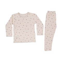 GIRLS L/S 2PC L/W SLEEPING SUIT OFF WHITE 2-3YEAR ZHS-26 728 Default Title - MamasJan KidsWear