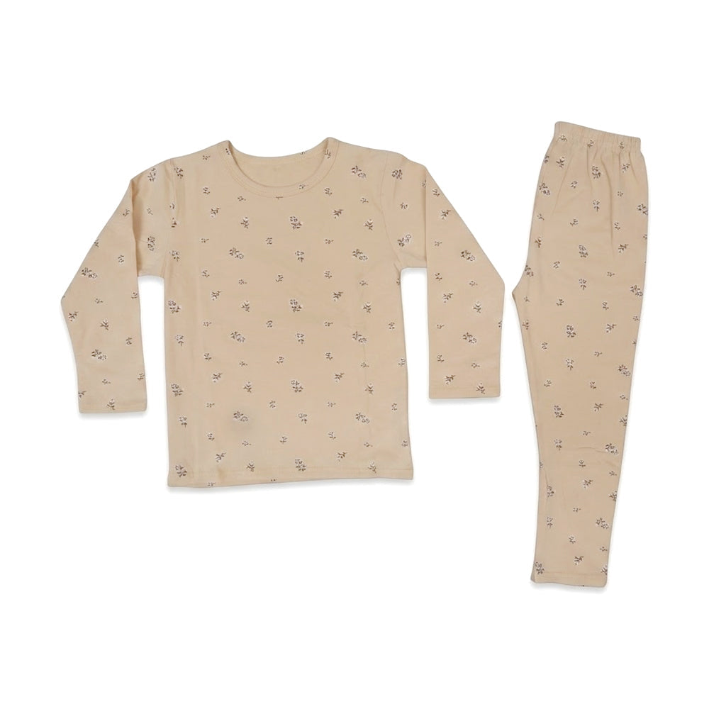 GIRLS L/S 2PC L/W SLEEPING SUIT BEIGE 3-4YEAR ZHS-26 7284 I. Default Title - MamasJan KidsWear