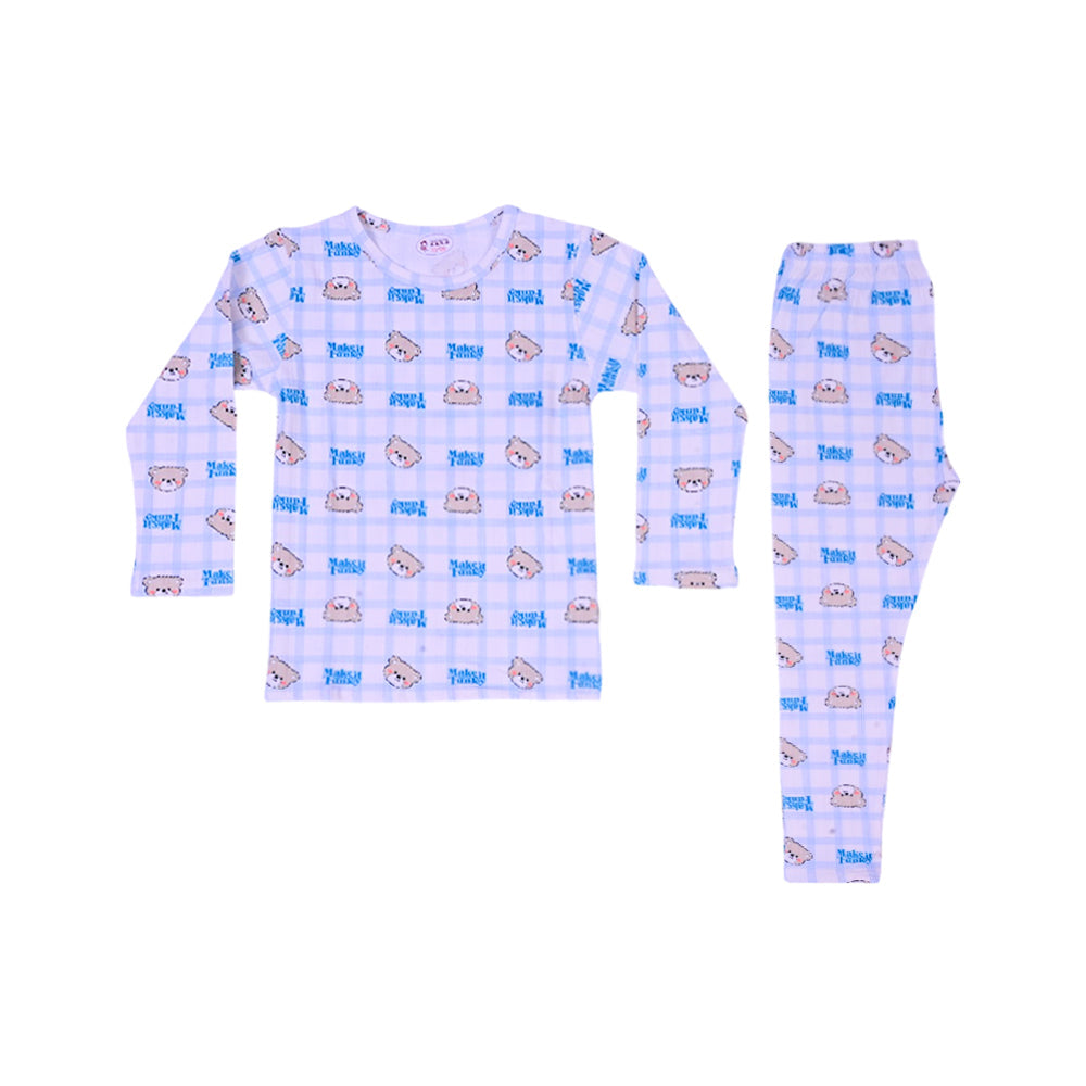 BOYS L/S 2PC L/W SLEEPING SUIT SKY BLUE 3-4YEAR ZHS-26 7284 Default Title - MamasJan KidsWear