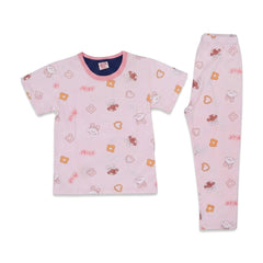 GIRLS S/S 2PC SLEEPING SUIT PINK 5-6YEAR ZHS-26 8143 1.G Default Title - MamasJan KidsWear