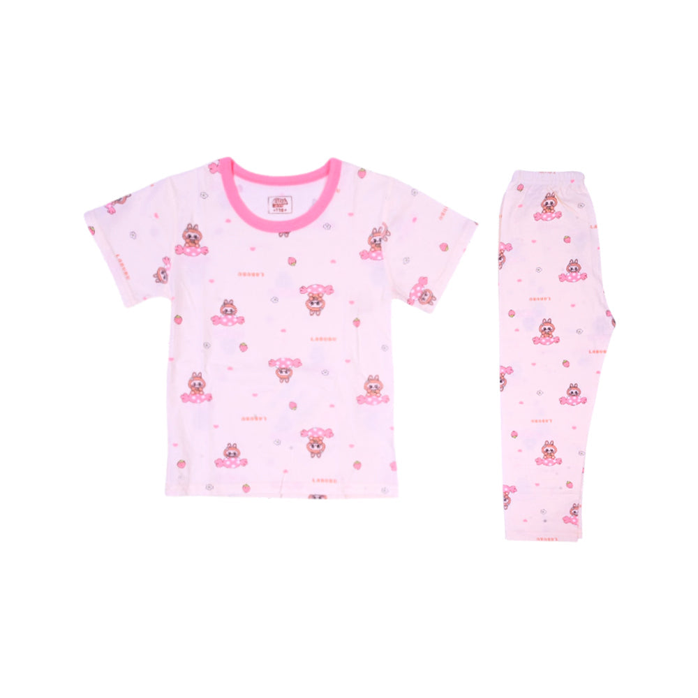 GIRLS S/S 2PC SLEEPING SUIT OFF WHITE 4-5YEAR ZHS-26 8143 1. Default Title - MamasJan KidsWear