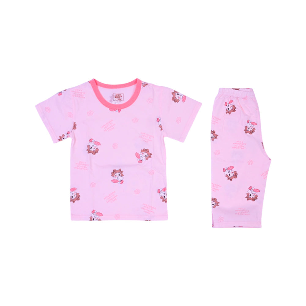 GIRLS S/S 2PC SLEEPING SUIT PINK 4-5YEAR ZHS-26 8141 1.G Default Title - MamasJan KidsWear