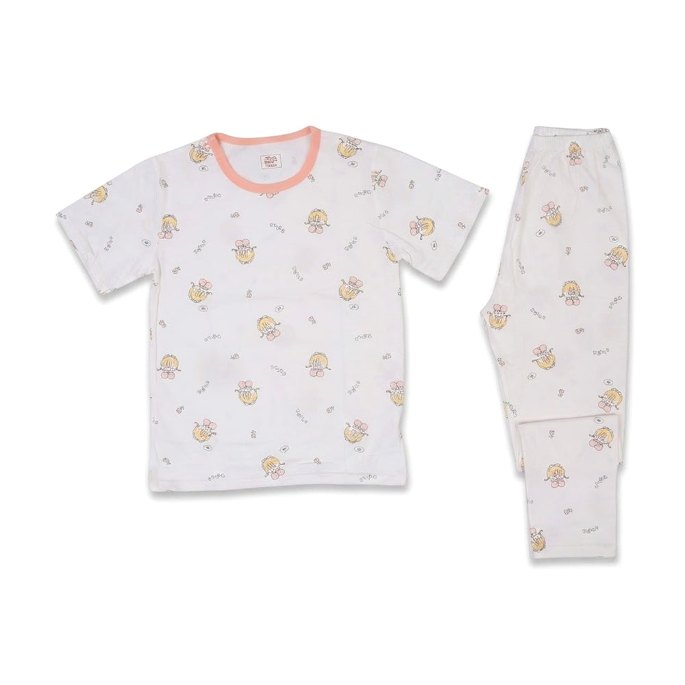 GIRLS S/S 2PC SLEEPING SUIT OFF WHITE 8-9YEAR ZHS-26 8139 1. Default Title - MamasJan KidsWear