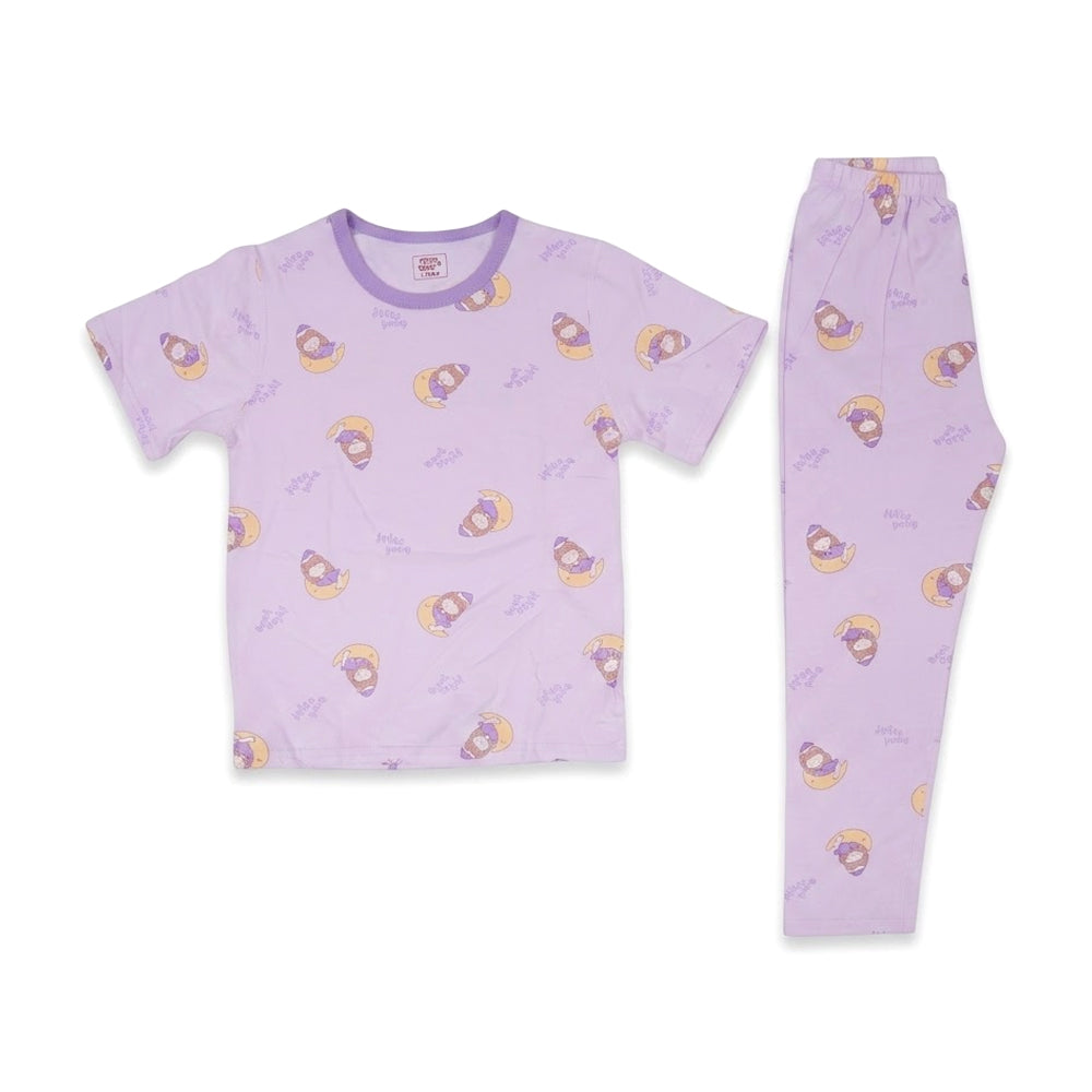 GIRLS S/S 2PC SLEEPING SUIT PURPLE 6-7YEAR ZHS-26 8140 1.G Default Title - MamasJan KidsWear