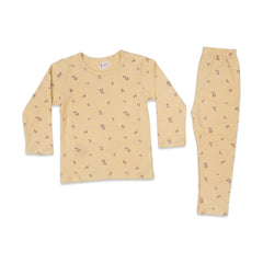 GIRLS L/S 2PC L/W SLEEPING SUIT BEIGE 18-24M ZHS-26 7285 I.G Default Title - MamasJan KidsWear