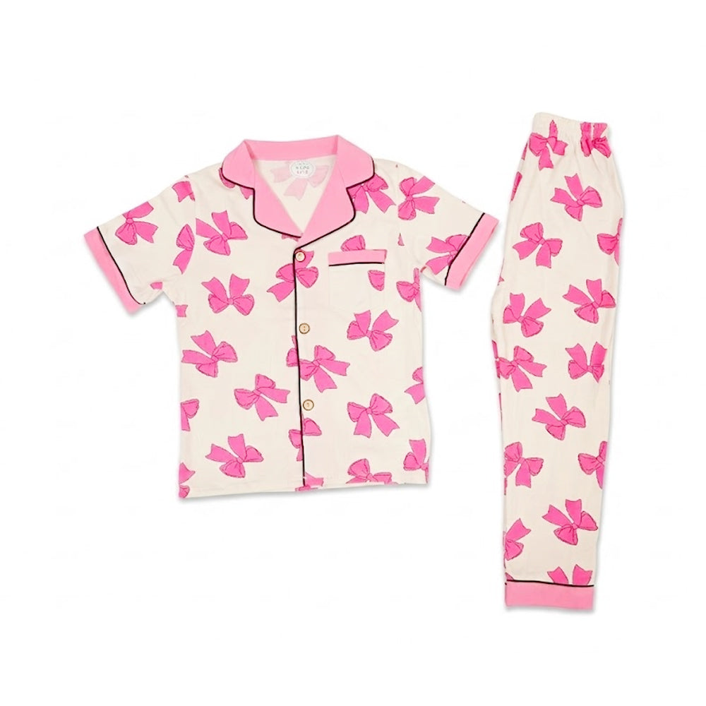 GIRLS S/S 2PC SLEEPING SUIT F/O 5-6YEAR PINK NO-4 IR-26 Default Title - MamasJan KidsWear