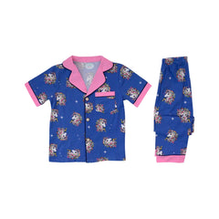 GIRLS S/S 2PC SLEEPING SUIT F/O 2-3YEAR PINK/D-GREY NO-8 IR- Default Title - MamasJan KidsWear