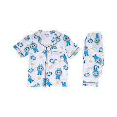 BOYS S/S 2PC SLEEPING SUIT F/O 2-3YEAR WHITE PRINTED NO-10 I Default Title - MamasJan KidsWear
