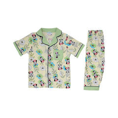 GIRLS S/S 2PC SLEEPING SUIT F/O 4-5YEAR GREEN NO-12 IR-26 Default Title - MamasJan KidsWear
