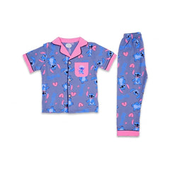 GIRLS S/S 2PC SLEEPING SUIT F/O 3-4YEAR PINK GREY NO-16 IR-2 Default Title - MamasJan KidsWear