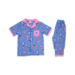 GIRLS S/S 2PC SLEEPING SUIT F/O 7-8YEAR PINK GREY NO-16 IR-2 Default Title - MamasJan KidsWear