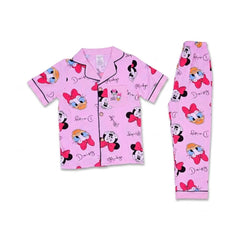 GIRLS S/S 2PC SLEEPING SUIT F/O 4-5YEAR L-PINK NO-18 IR-26 Default Title - MamasJan KidsWear