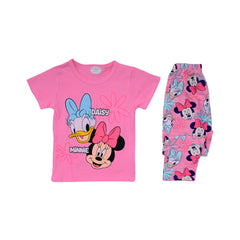 GIRLS S/S 2PC SLEEPING SUIT R/NECK 2-3YEAR PINK NO-24 IR-26 Default Title - MamasJan KidsWear