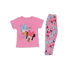 GIRLS S/S 2PC SLEEPING SUIT R/NECK 3-4YEAR PINK NO-24 IR-26 Default Title - MamasJan KidsWear