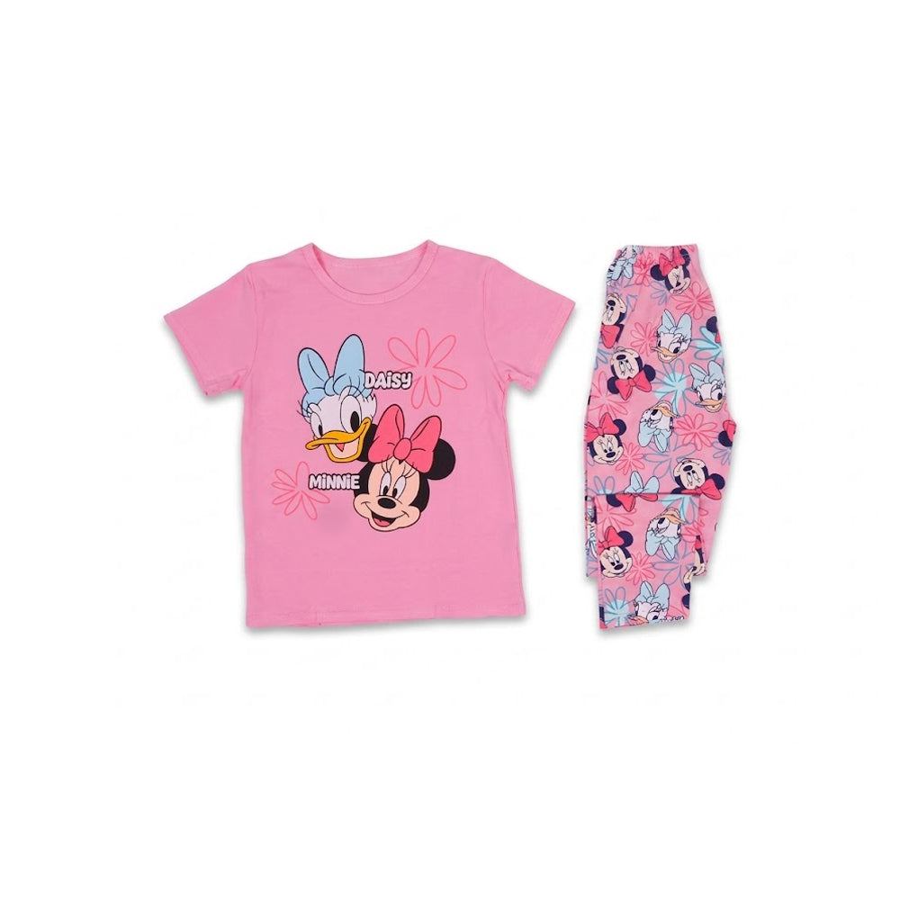 GIRLS S/S 2PC SLEEPING SUIT R/NECK 6-7YEAR PINK NO-24 IR-26 Default Title - MamasJan KidsWear