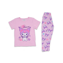 GIRLS S/S 2PC SLEEPING SUIT R/NECK 4-5YEAR L-PINK NO-25 IR-2 Default Title - MamasJan KidsWear