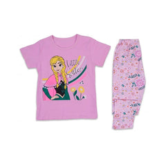 GIRLS S/S 2PC SLEEPING SUIT R/NECK 6-7YEAR PINK NO-26 IR-26 Default Title - MamasJan KidsWear