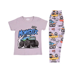 BOYS S/S 2PC SLEEPING SUIT ROUND NECK 3-4YEAR L-GREY NO-28 I Default Title - MamasJan KidsWear